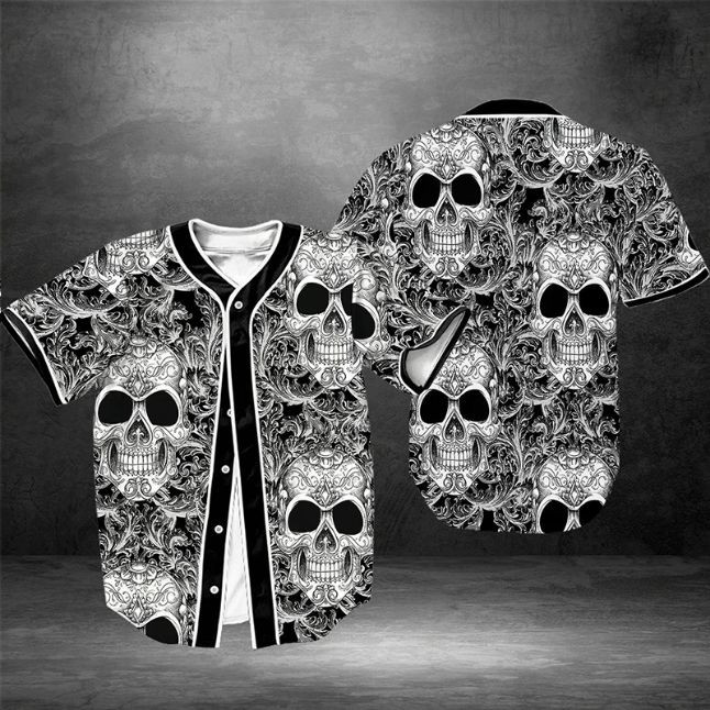 Flower Skull Smoke Gift For Lover Baseball Jersey, Unisex Jersey Shirt for Men Women