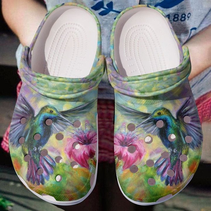Fly High Hummingbird Shoes Floral Bird Crocs Clog Gift For Female Fly