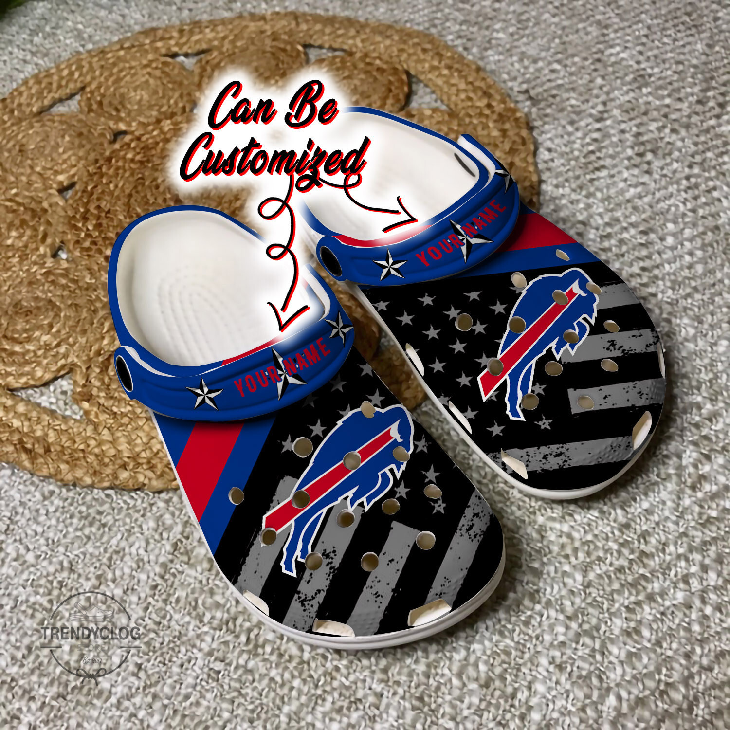 Football Crocs Personalized BBills American Flag Clog Shoes