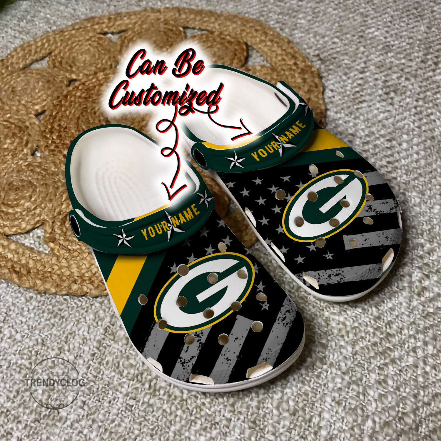 Football Crocs Personalized GPackers American Flag Clog Shoes