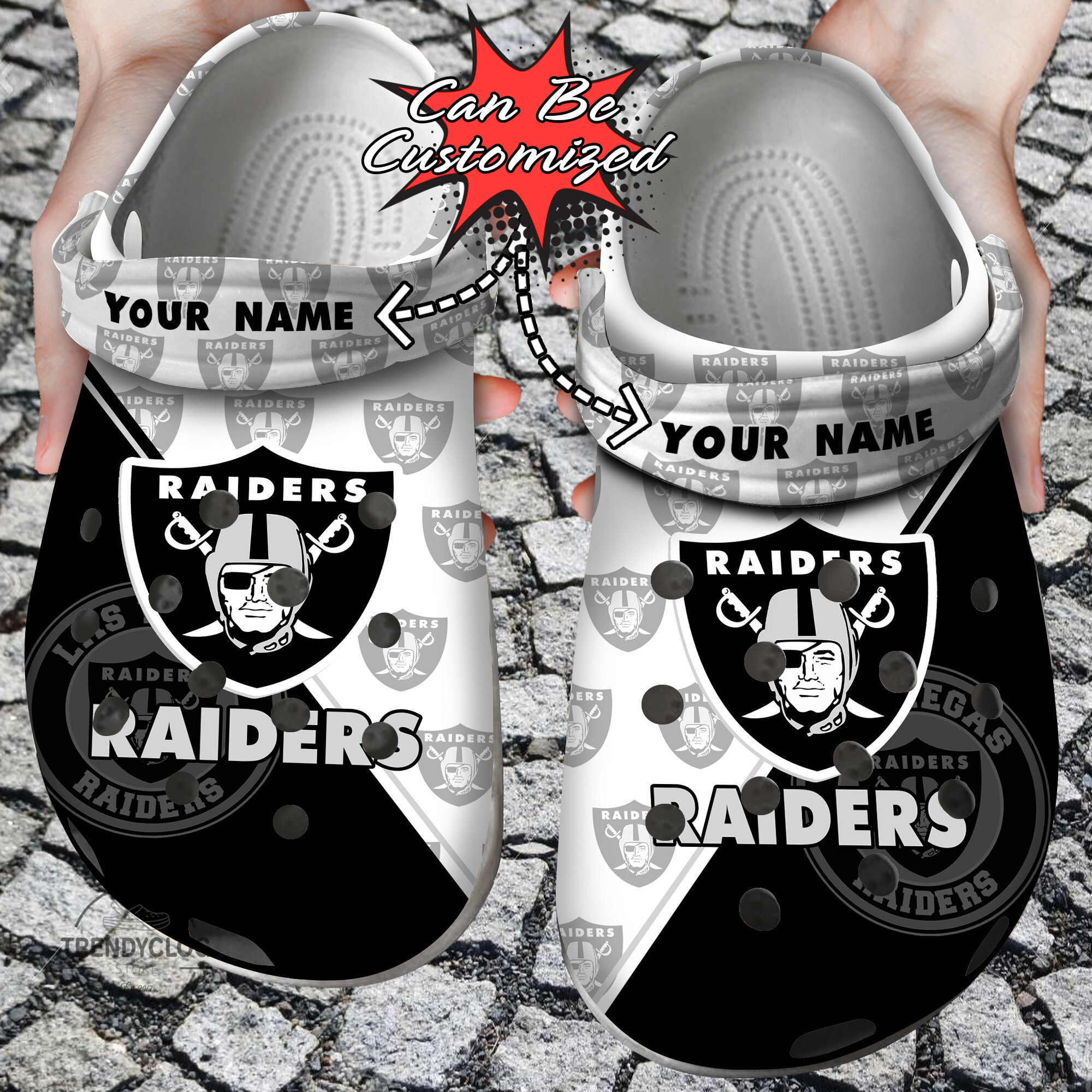 Football Crocs Personalized LV Raiders Team Pattern Clog Shoes