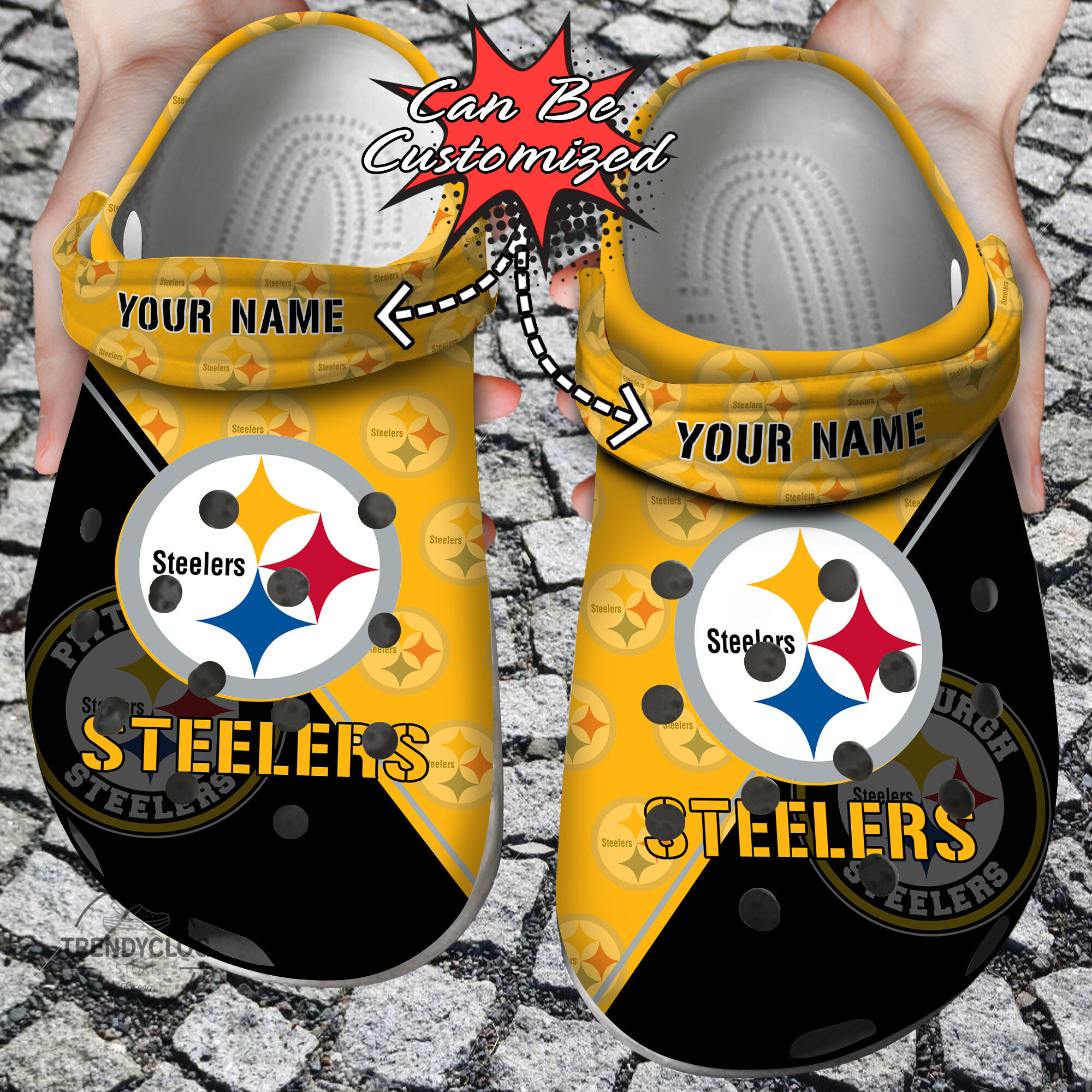 Football Crocs Personalized PSteelers Team Pattern Clog Shoes