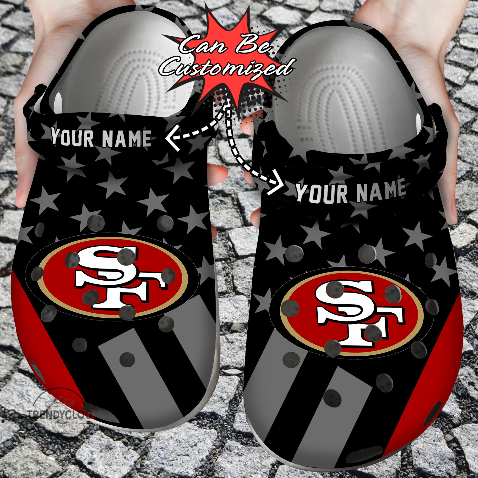 Football Crocs Personalized SF 49ers Star Flag Clog Shoes