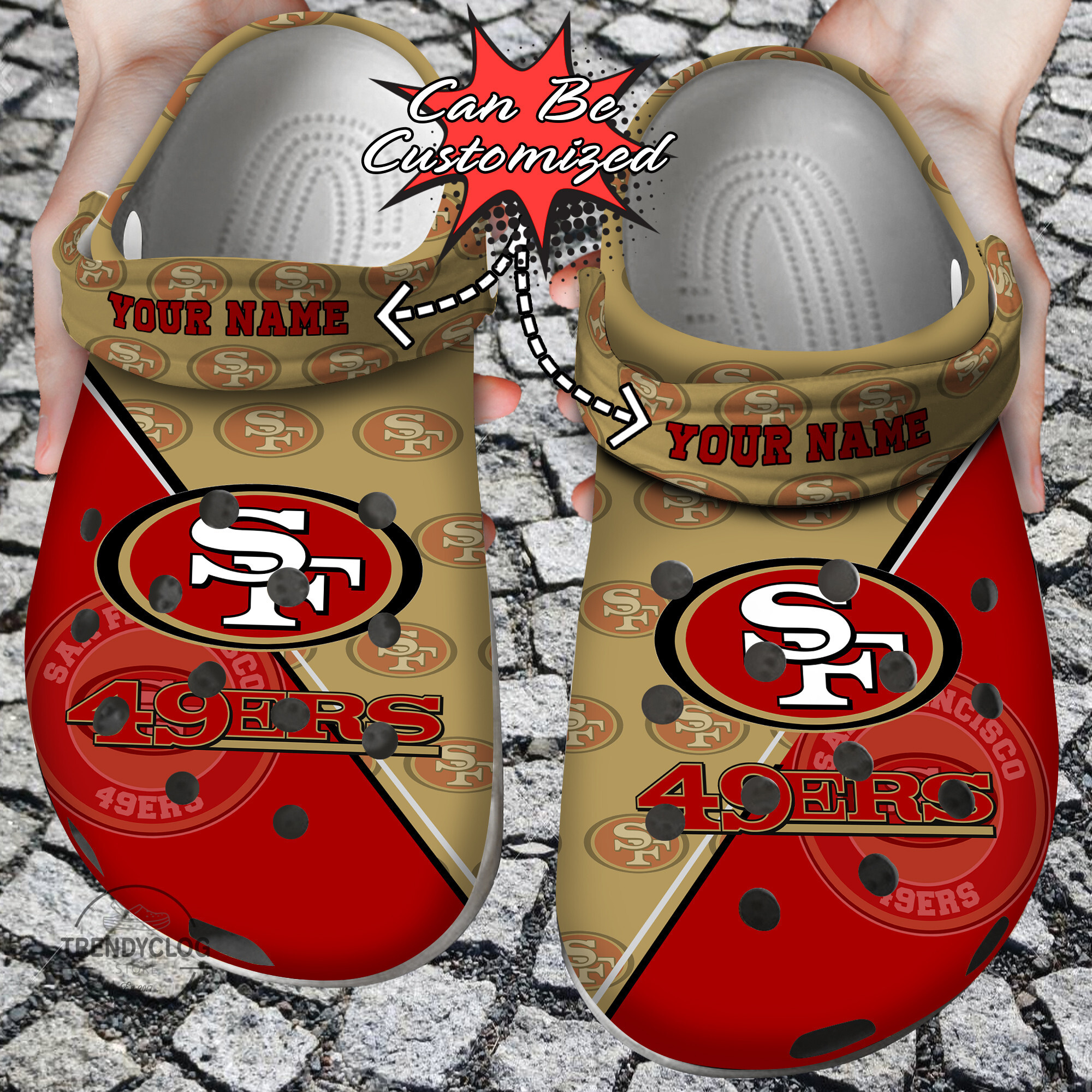 Football Crocs Personalized SF 49ers Team Pattern Clog Shoes