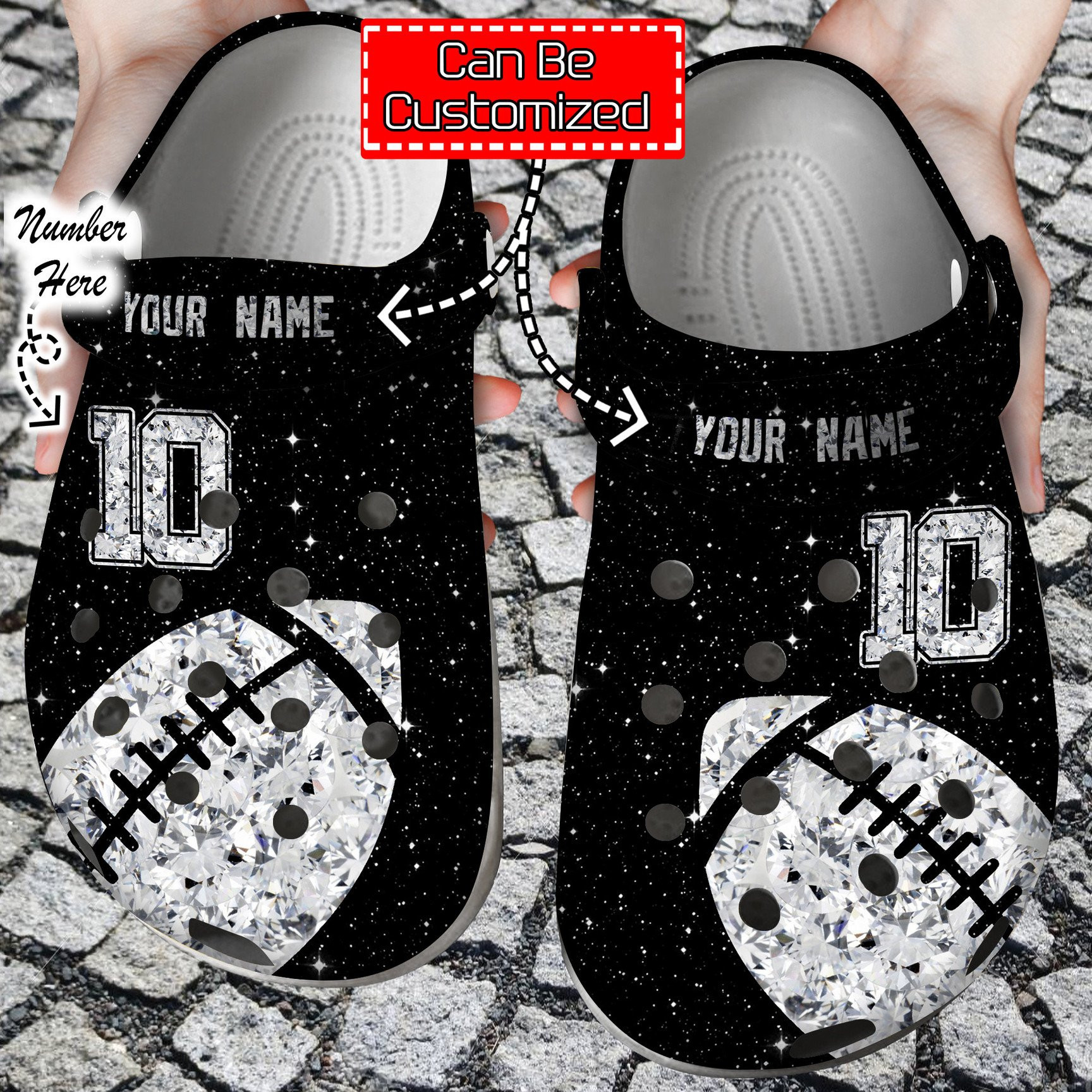 Football Personalized Ball Diamond Crocs Crocs Clog Shoes Sport Crocs