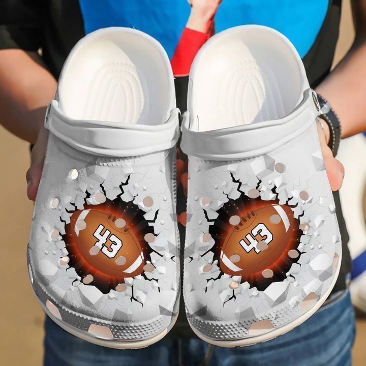 Football Personalized Crack Crocs Clog Shoes