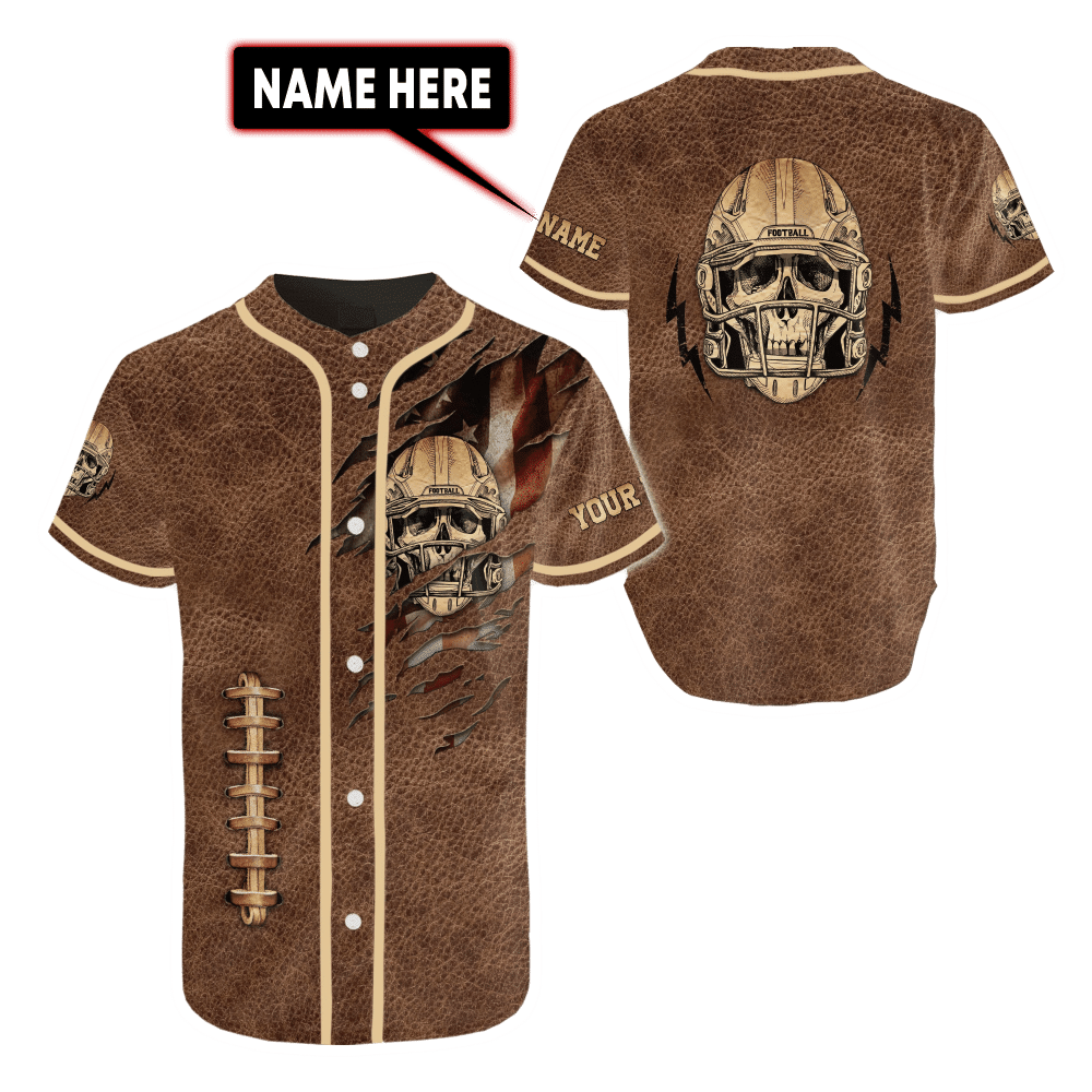 Football The Champion Skull Custom Name Baseball Jersey