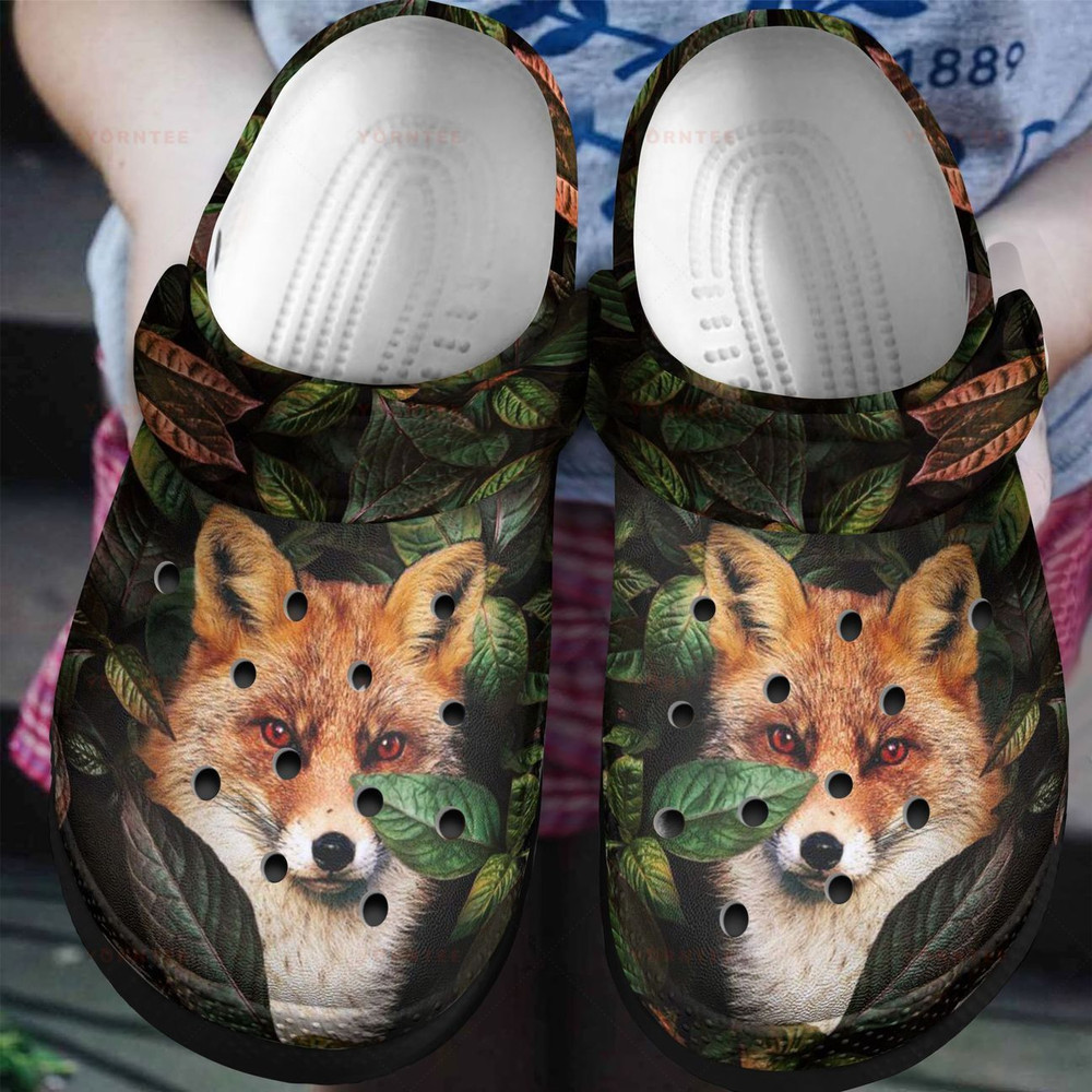 Fox Green Forest Gift For Lover Rubber Crocs Clog Shoes Comfy Footwear