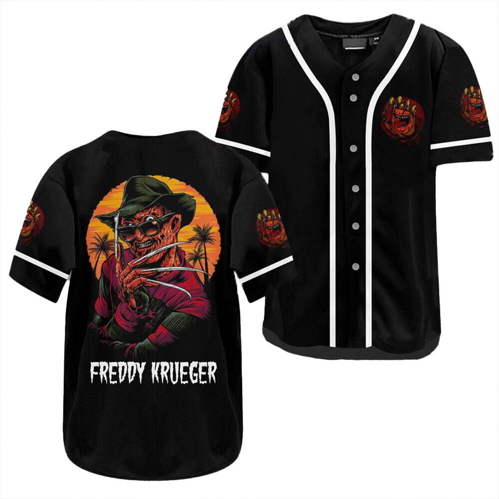 Freddy Krueger In The Moonlight And Palm Tree Jersey Shirt