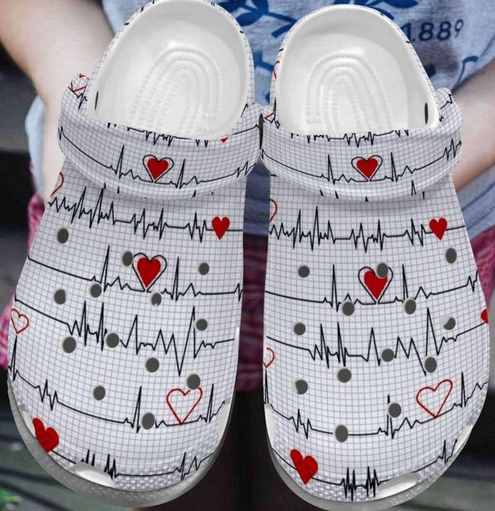 Free Heartbeat Nurse Doctor Crocs Crocband Clog Shoes