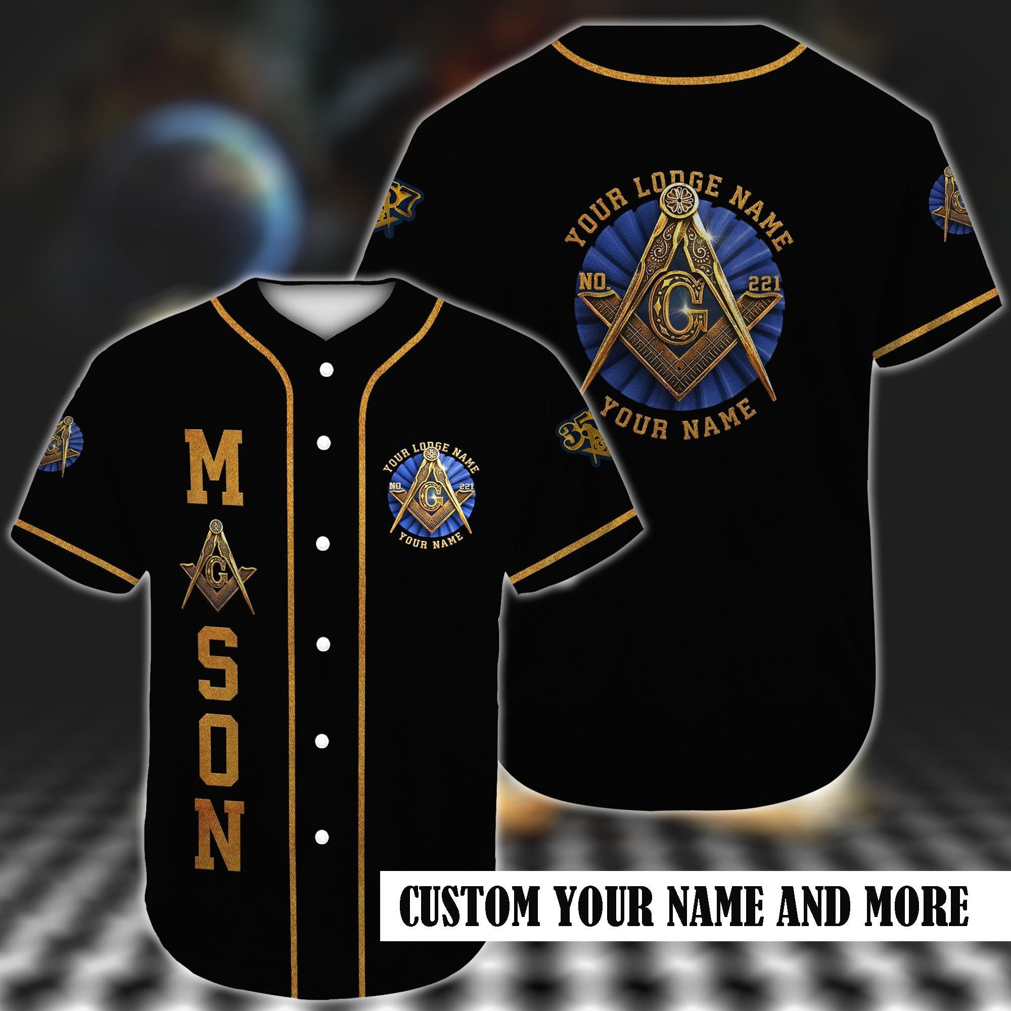 Freemason Custom Lodge Name And Name Baseball Jersey