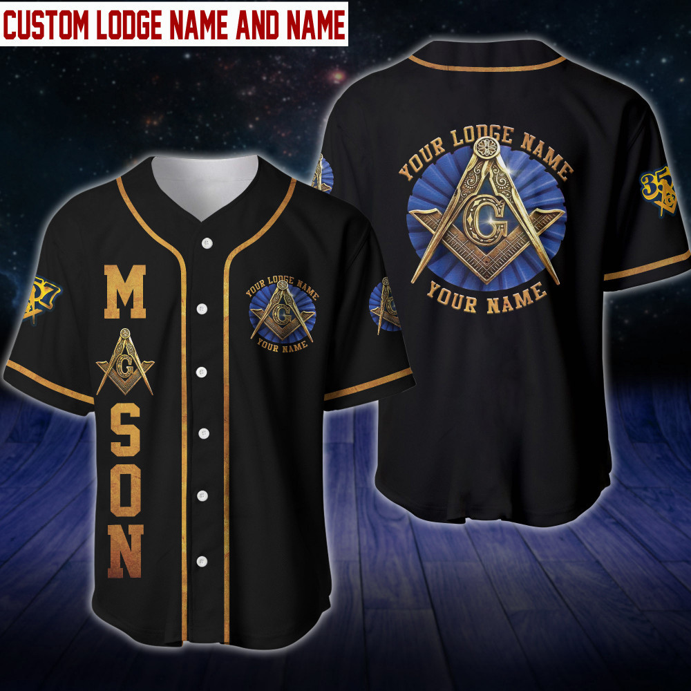 Freemason Custom Lodge Name And Name Baseball Jersey