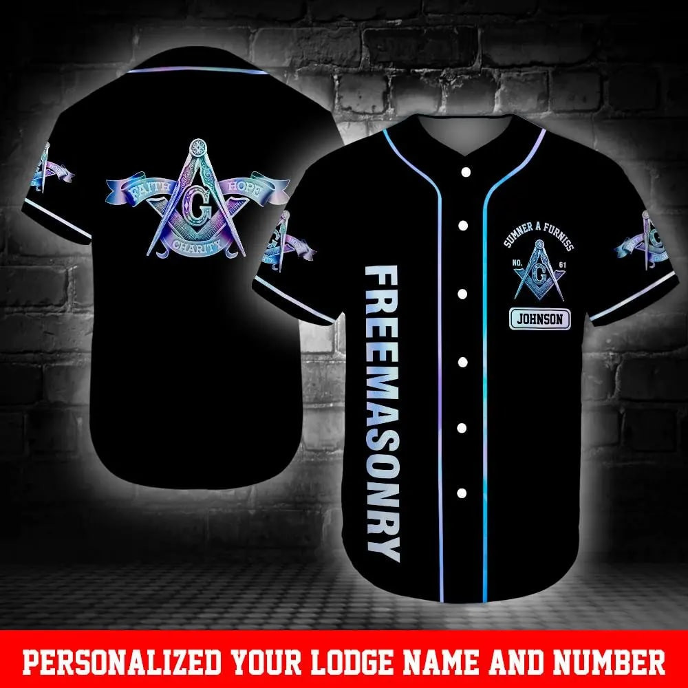 Freemasonry Holo Custom Logde Name Number and Name Baseball Jersey