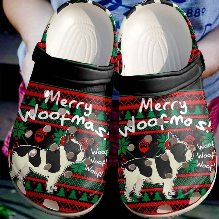 French Bull Dog Merry Woofmas Crocs Classic Clogs Shoes