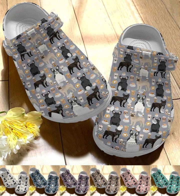 French Bulldog White Sole French Bulldog And Coffee Crocs Classic Clogs Shoes