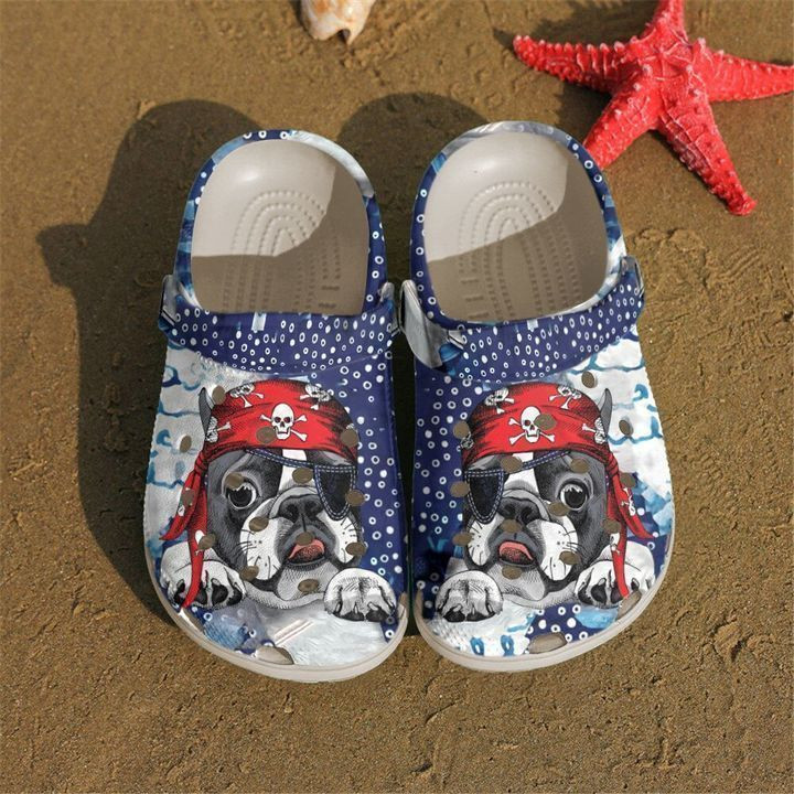 Frenchie Pirate Crocs Classic Clogs Shoes