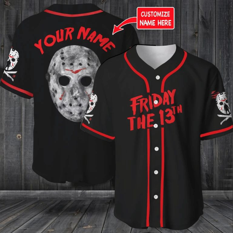 Friday The 13th Jason Horror Halloween Custon Name Baseball Jersey