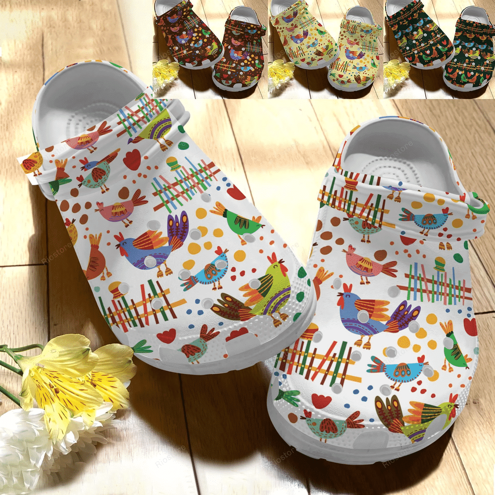 Funny Chicken Collection 6 Gift For Lover Rubber Crocs Clog Shoes Comfy Footwear