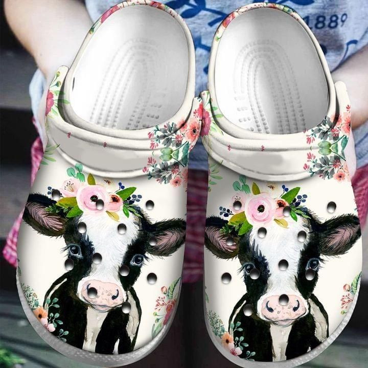 Funny Cow Flower Crocs Classic Clogs Shoes