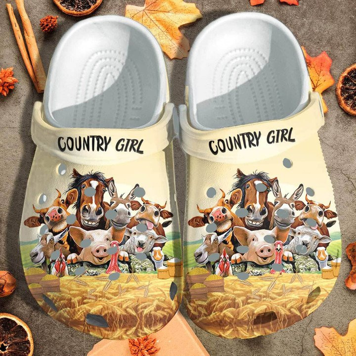 Funny Farm With Animals Custom Crocs Classic Clogs Shoes Country Girl Outdoor Shoes
