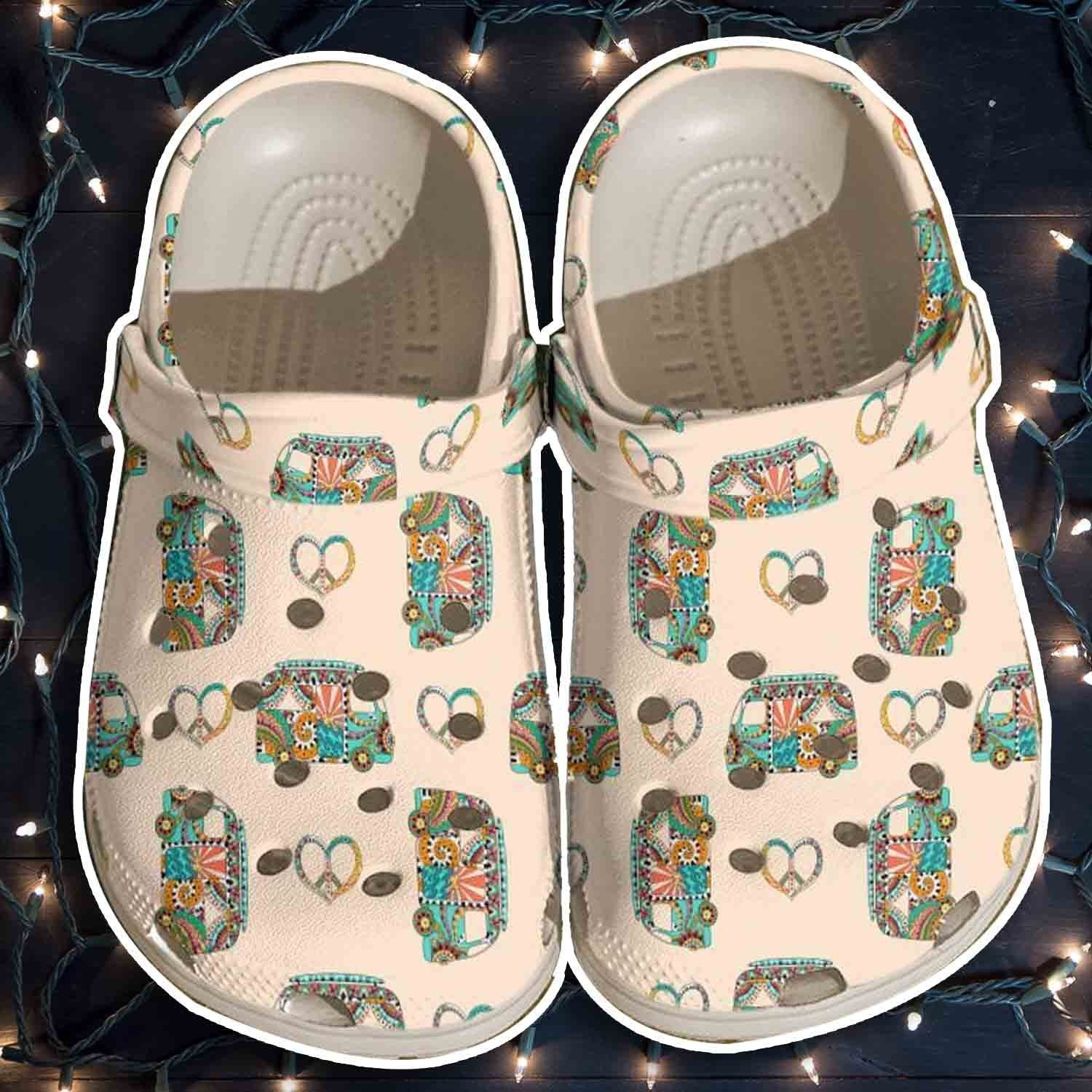 Funny Hippie Bus Peace Crocs Shoes Crocbland Clogs Gifts For Kids