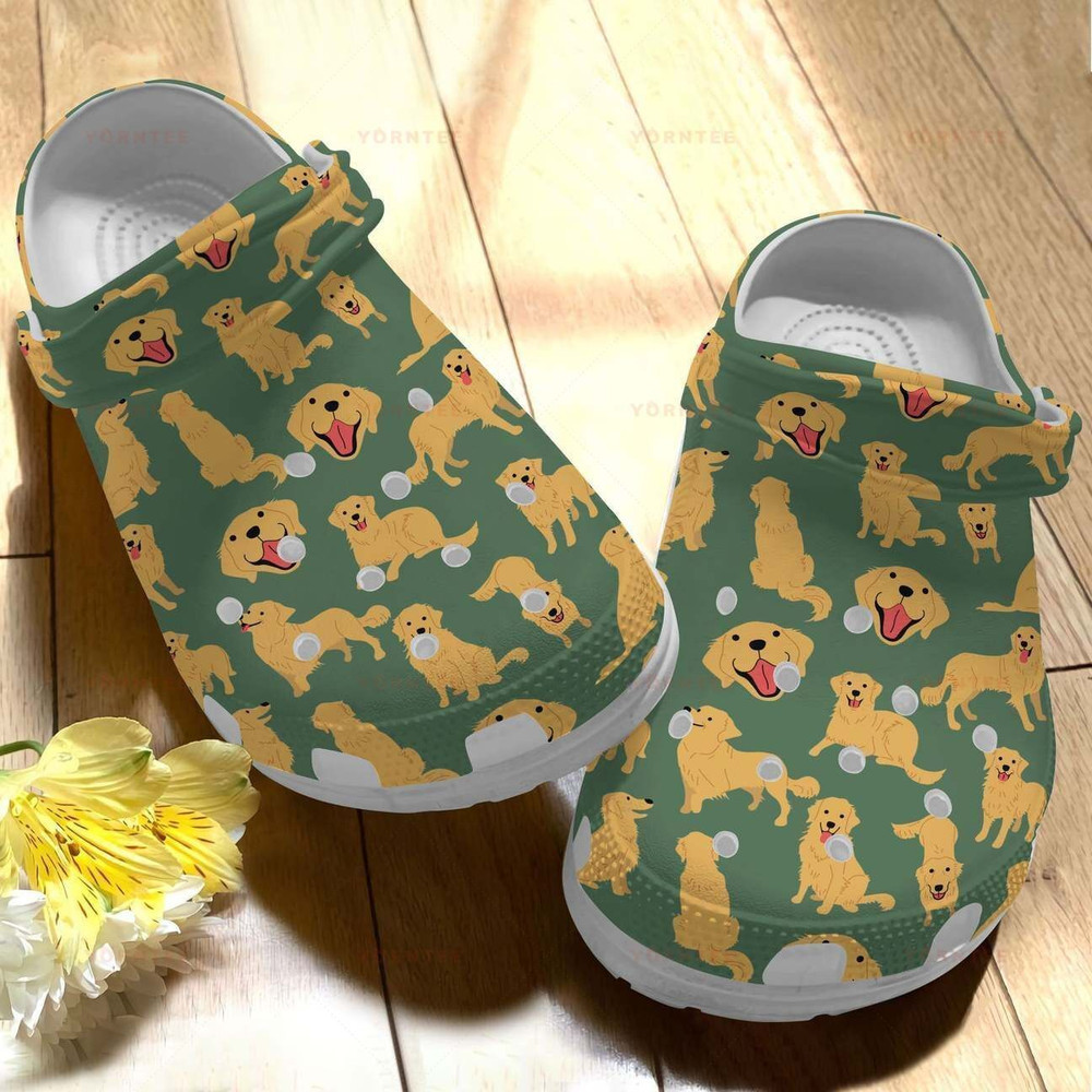 Funny My Golden Retriever Dog Gift For Lover Rubber Crocs Clog Shoes Comfy Footwear