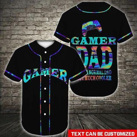 Gamer Dad Cooler Custom Name Baseball Jersey, Unisex Jersey Shirt for Men Women
