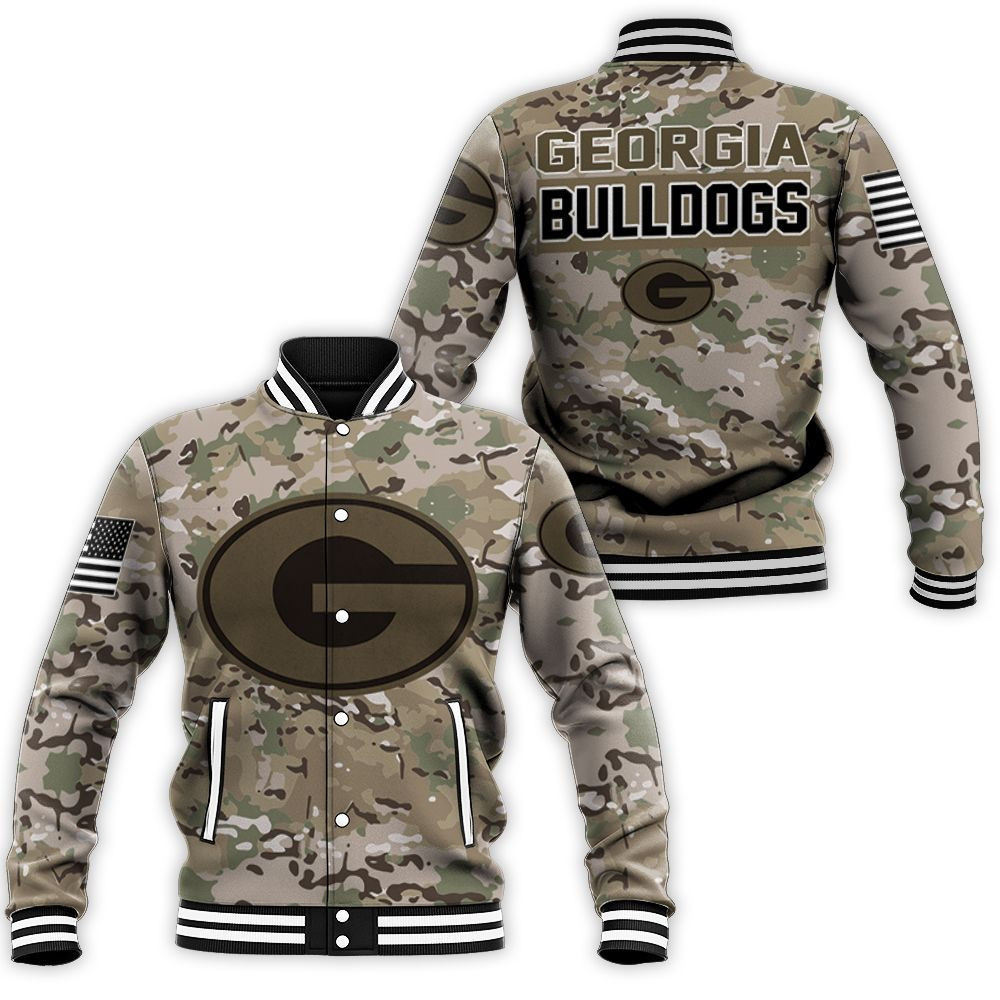 Georgia Bulldogs Camo Pattern 3d Baseball Jacket for Men Women