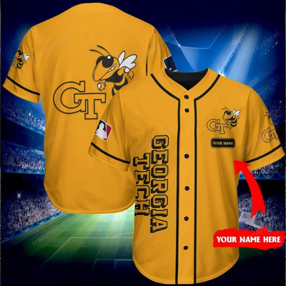 Georgia Tech Yellow Jackets Personalized Baseball Jersey Shirt 161, Unisex Jersey Shirt for Men Women
