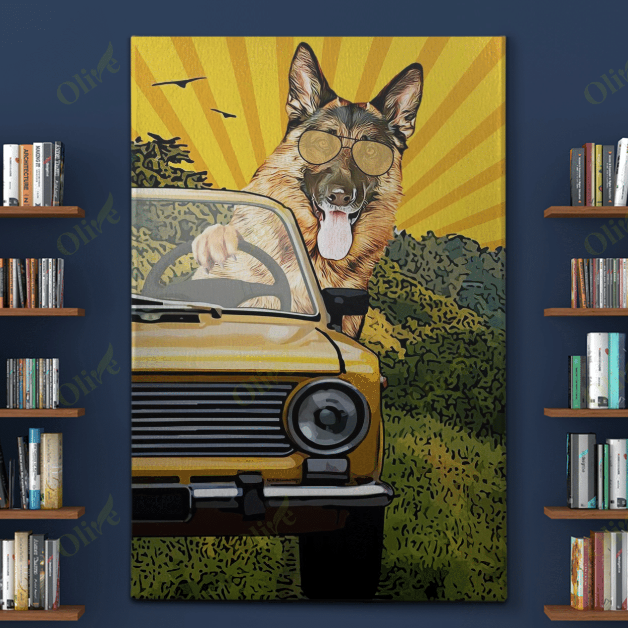 German Shepherd - Driving Freely Poster And Canvas Art Wall Decor