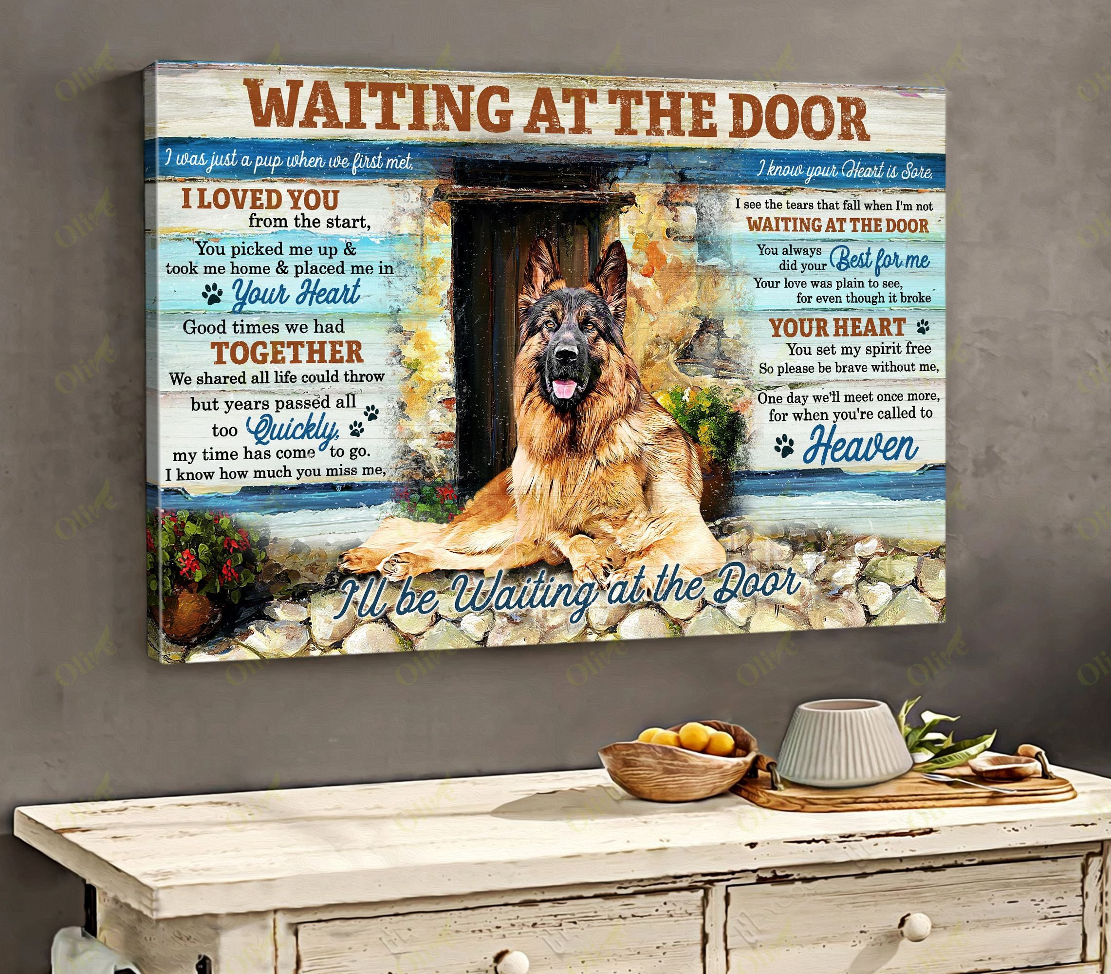 German Shepherd - Forever Waiting At The Door Poster And Canvas Art Wall Decor