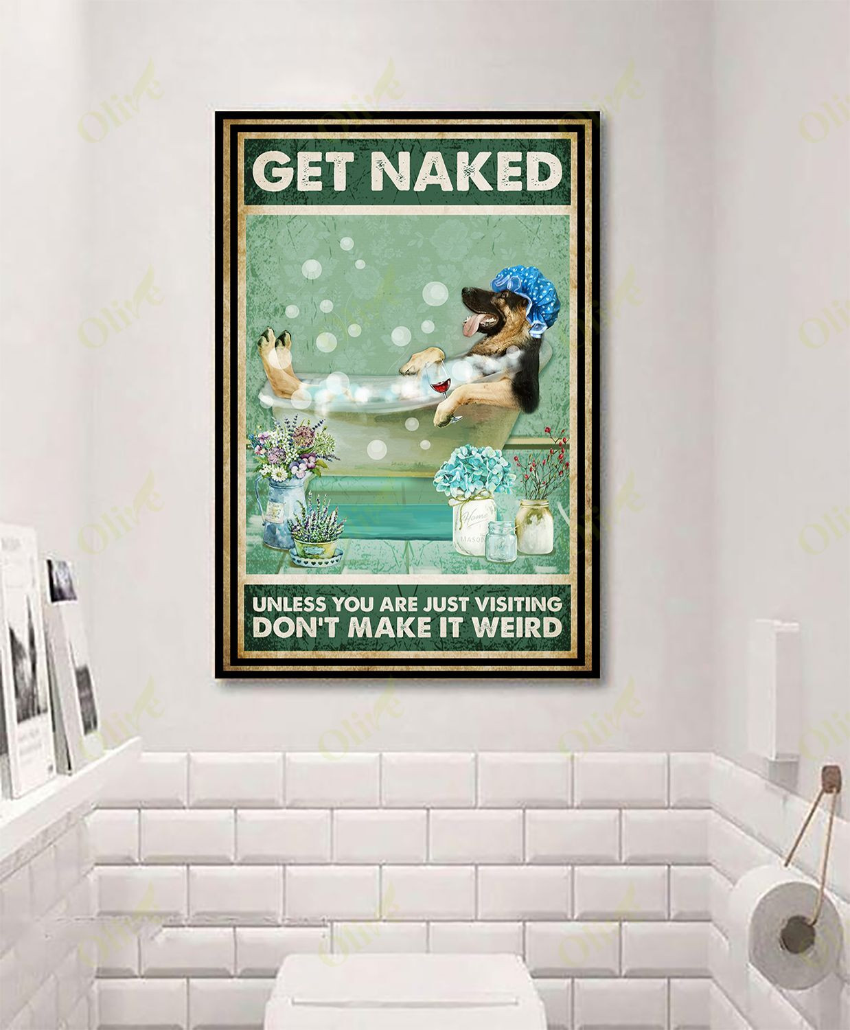 German Shepherd - Get Naked Poster And Canvas Art Wall Decor