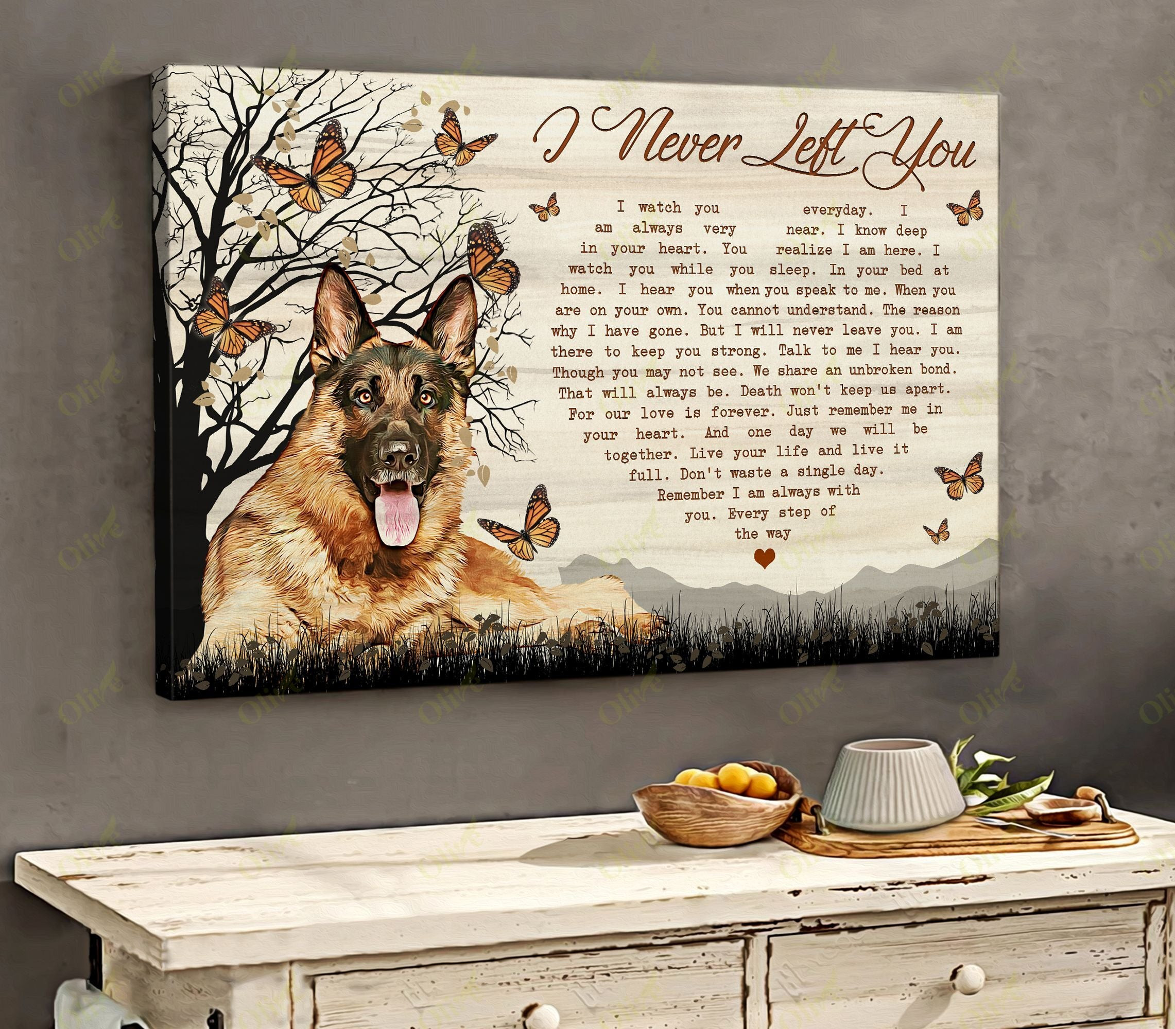 German Shepherd - I Never Left You Poster And Canvas Art Wall Decor