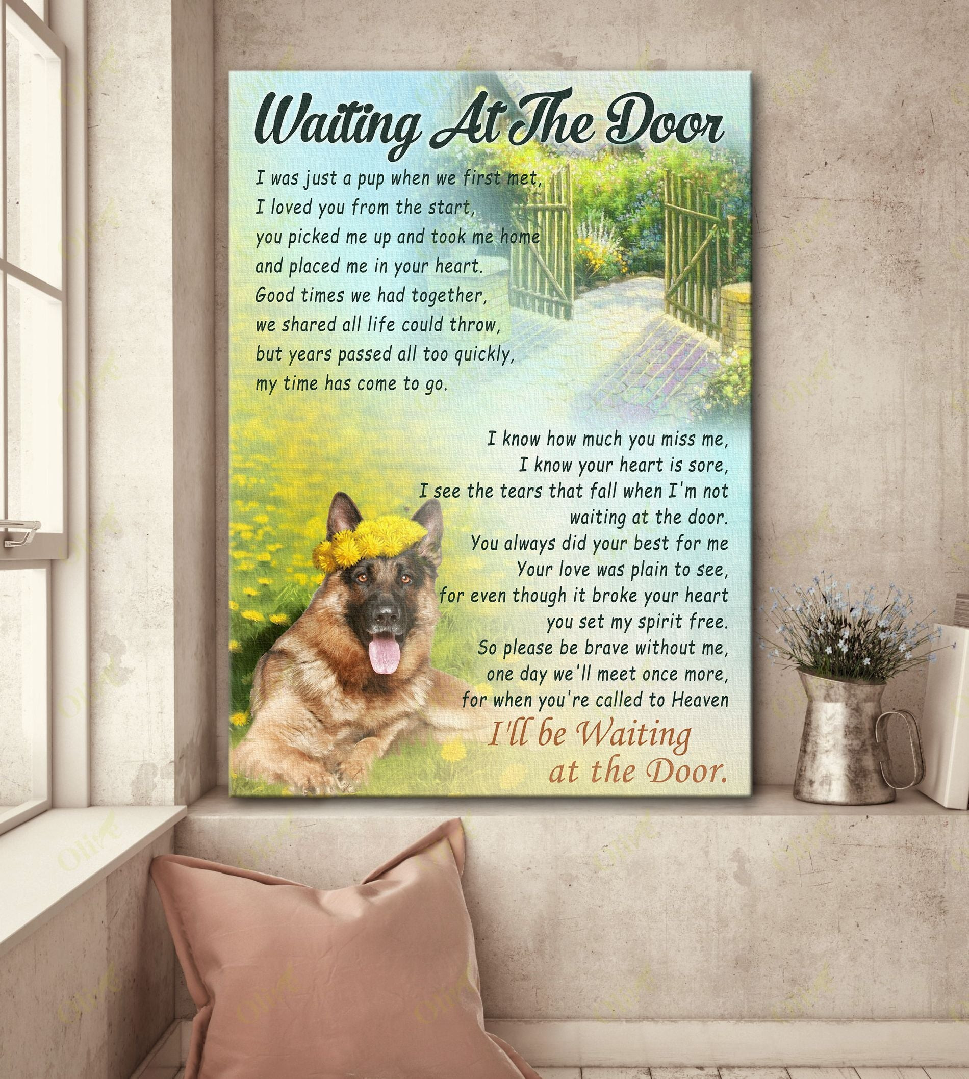 German Shepherd - I'll Be Waiting At The Door Poster And Canvas Art Wall Decor