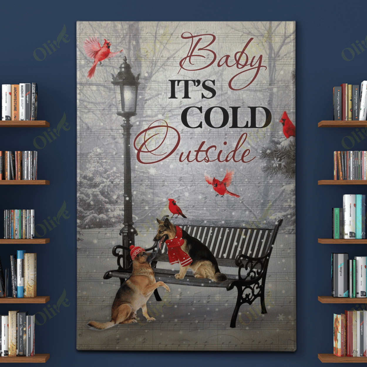 German Shepherd - It's Cold Outside Poster And Canvas Art Wall Decor