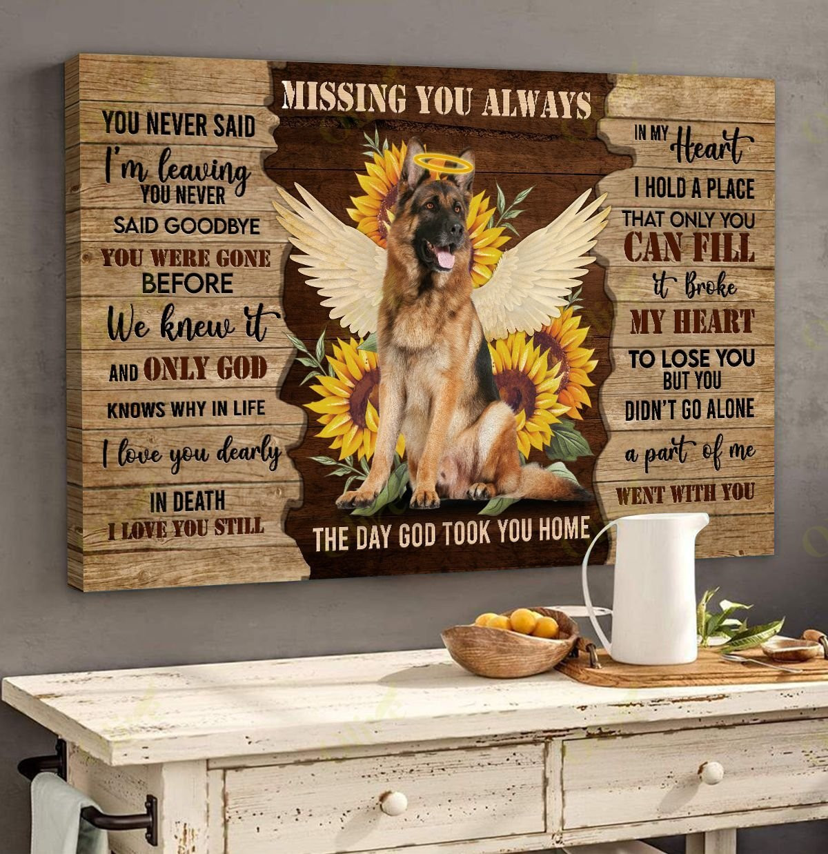 German Shepherd - Missing You Always Poster And Canvas Art Wall Decor