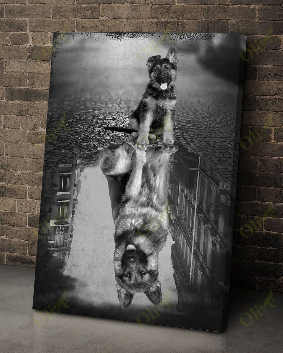 German Shepherd - Now And Then Poster And Canvas Art Wall Decor