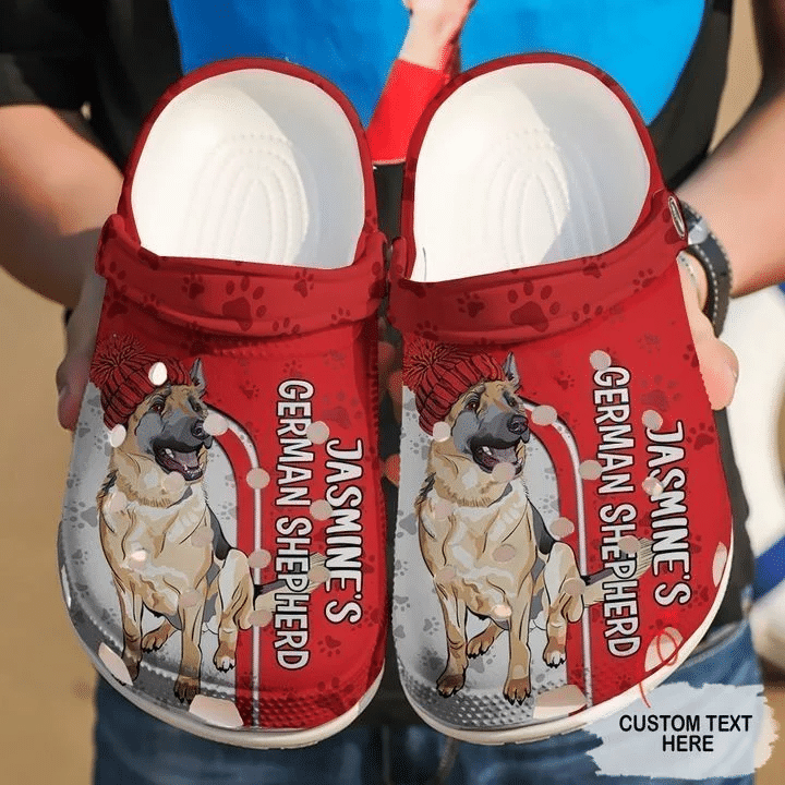 German Shepherd Personalized Gm Red Crocs Clog Shoes