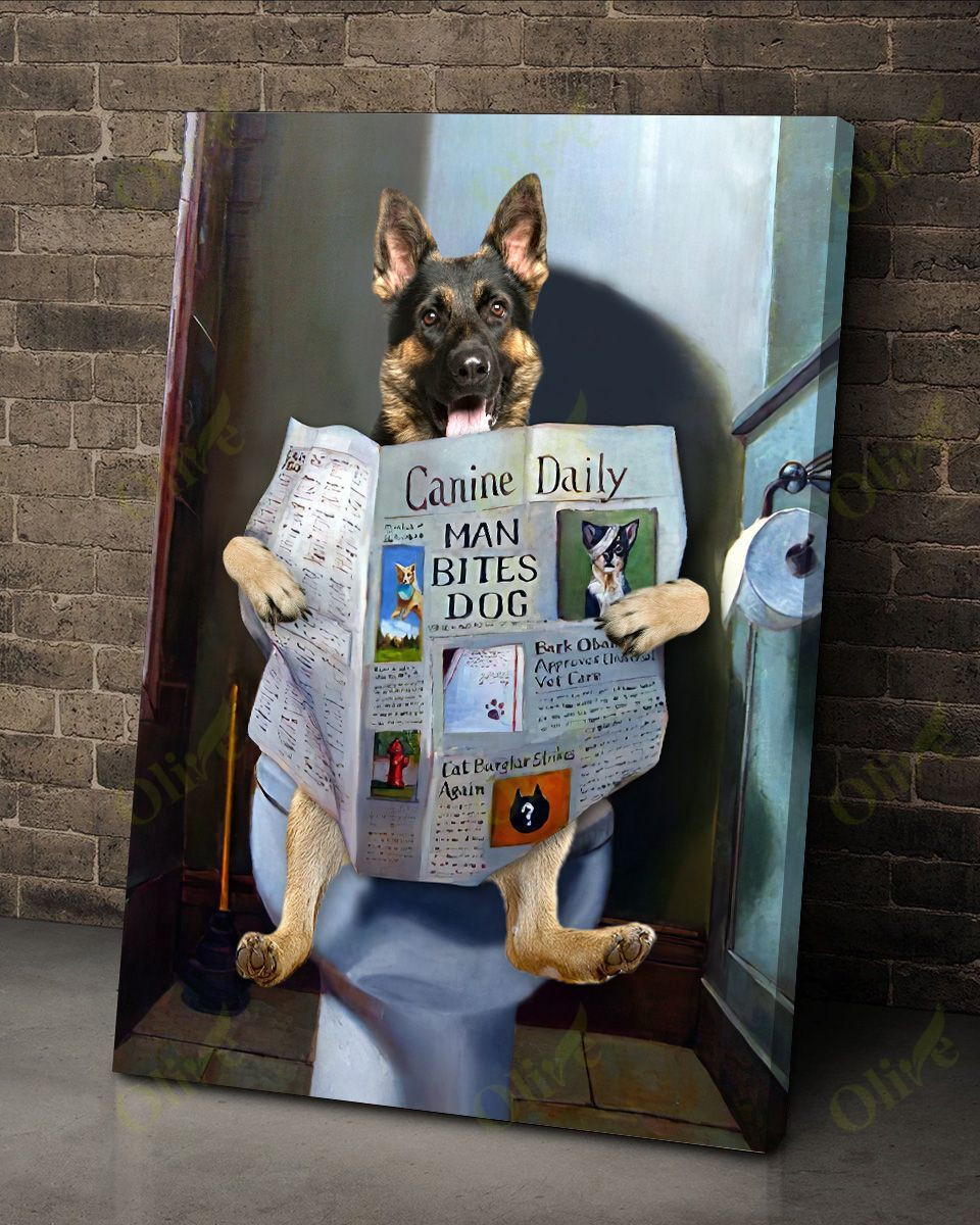 German Shepherd - Reading News Poster And Canvas Art Wall Decor