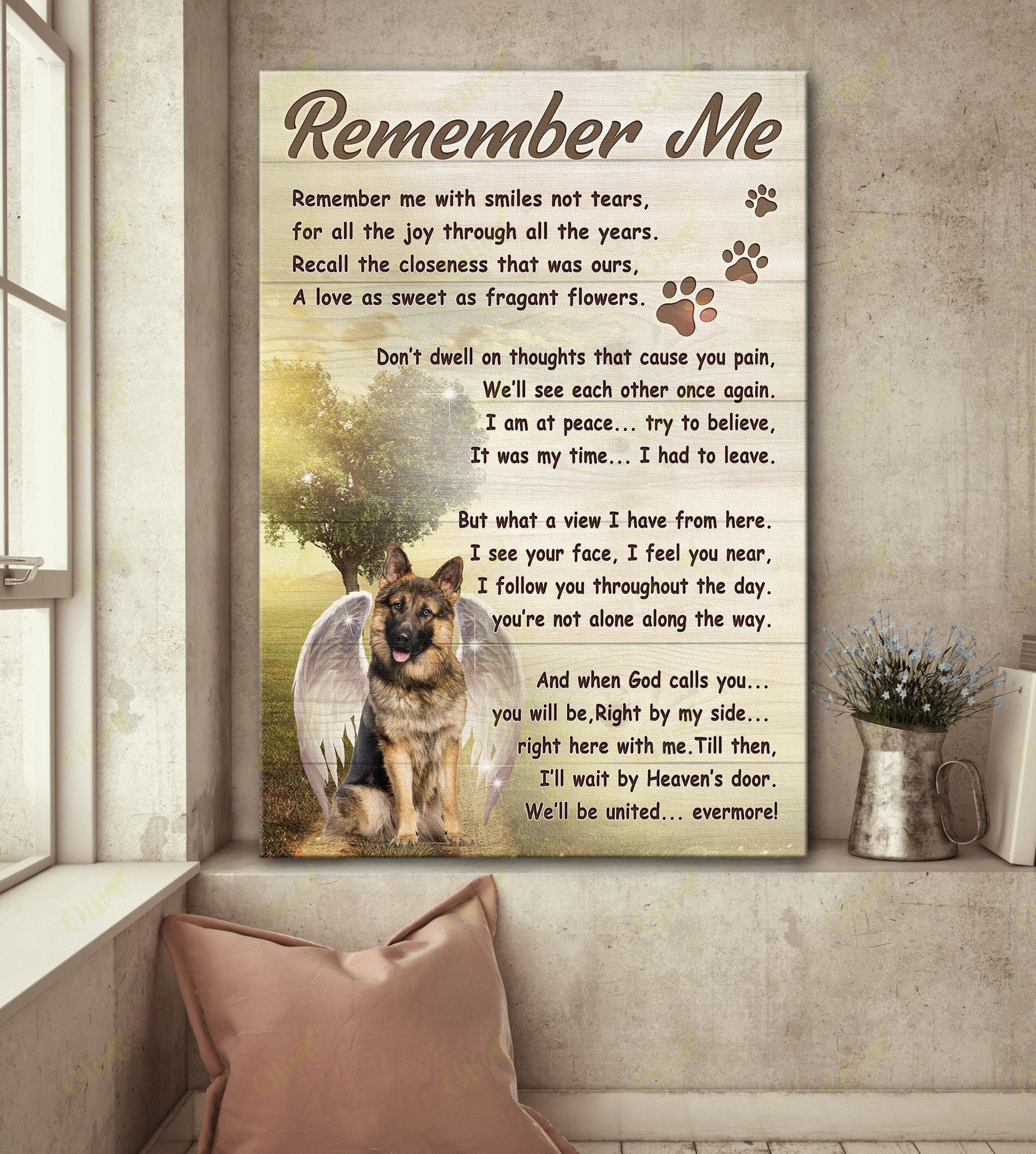 German Shepherd - Remember Me Poster And Canvas Art Wall Decor