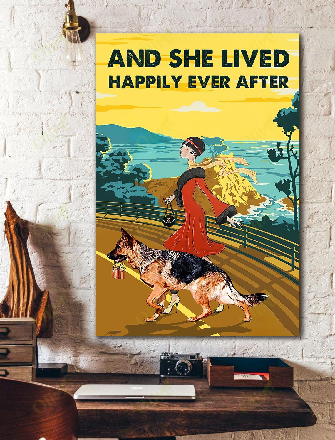 German Shepherd - She Lived Happily Ever After 2 Poster And Canvas Art Wall Decor