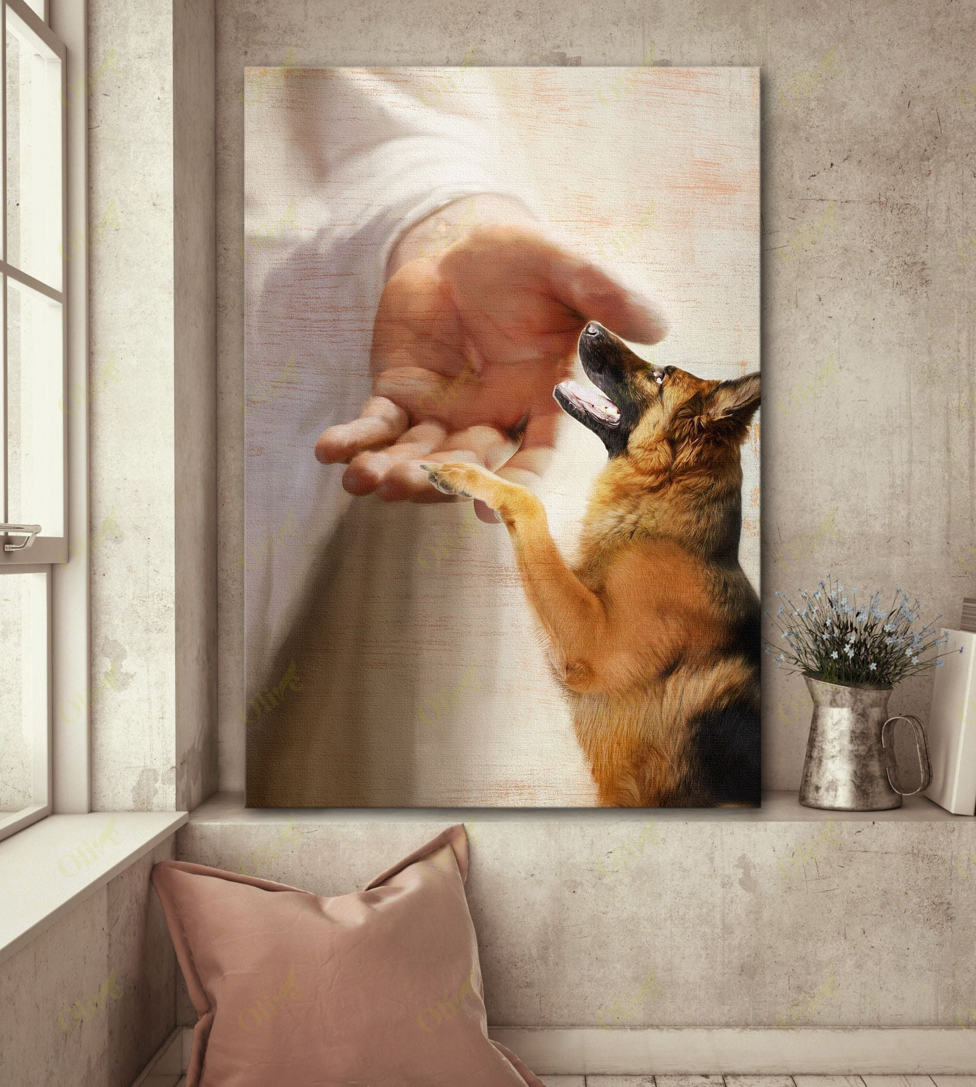 German Shepherd - Take My Hand Poster And Canvas Art Wall Decor