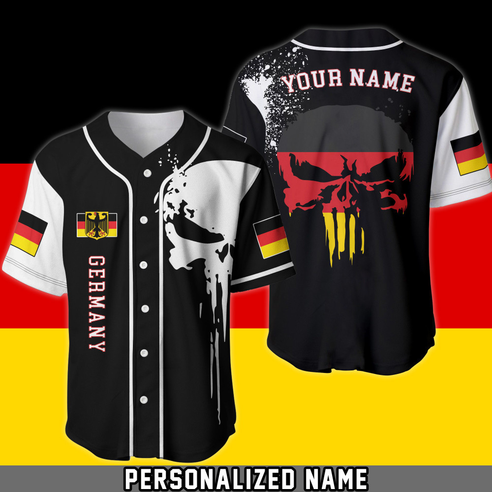 Germany Skull Custom Name Baseball Jersey 80722V