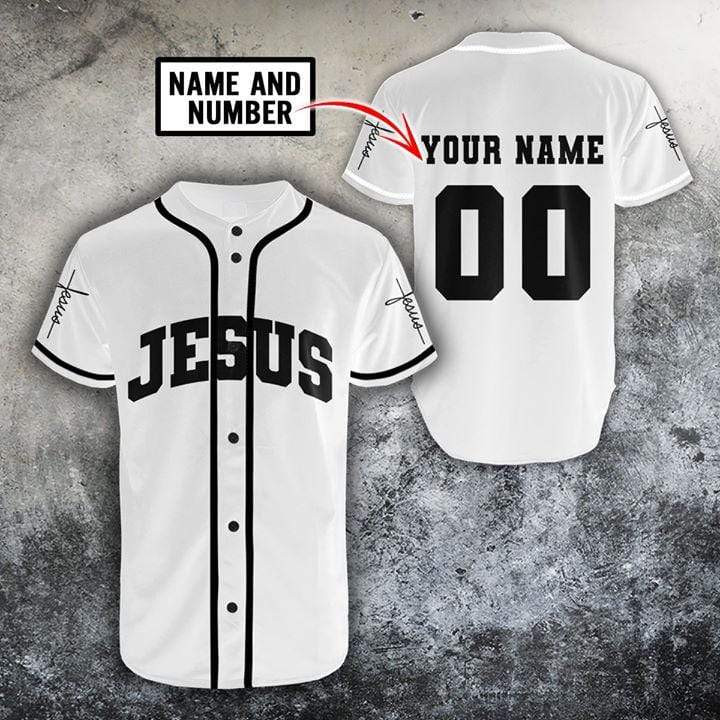 Gift For Dad Personalized Name And Number Bampampw Jesus Baseball Jersey
