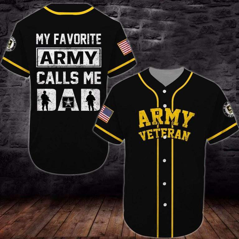 Gift For Father My Favorite Army Calls Me Dad 3d Personalized 3d Baseball Jersey va, Unisex Jersey Shirt for Men Women