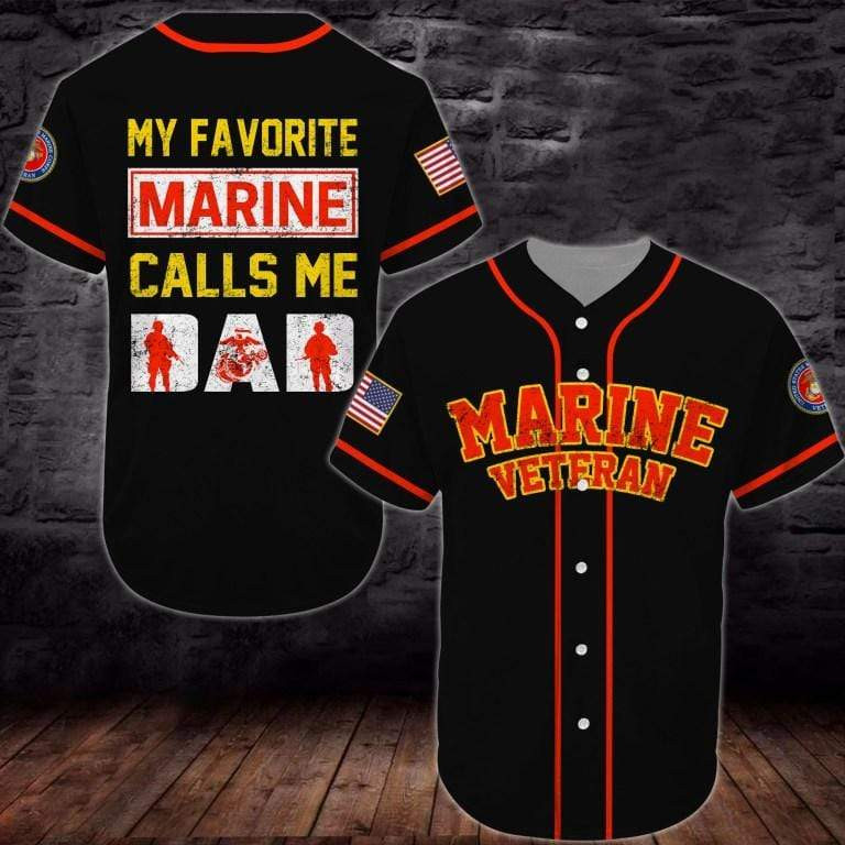 Gift For Father My Favorite Marine Calls Me Dad 3d Personalized 3d Baseball Jersey va, Unisex Jersey Shirt for Men Women
