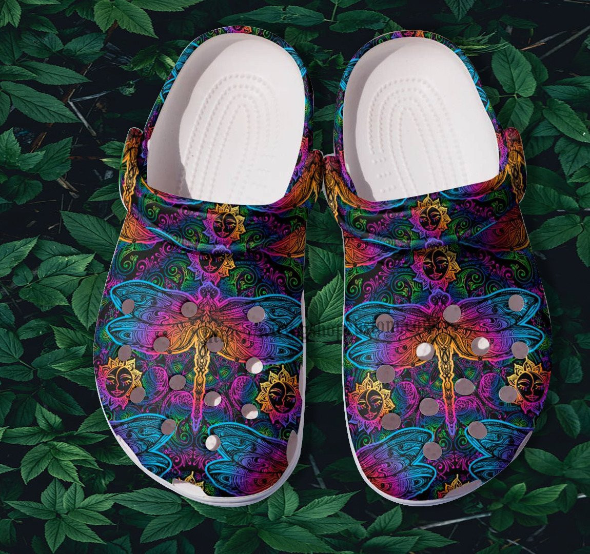 Gift Step Daughter Crocs Shoes Dragonfly Hippie Boho – Dragonfly Rainbow Vintage Clogs Gift Women Birthday Day