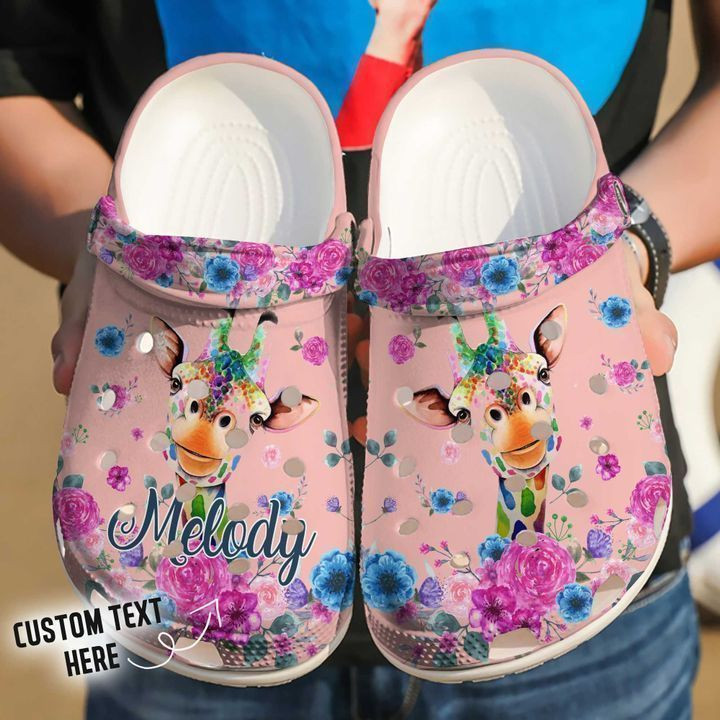 Giraffe Personalized Floral Crocs Clog Shoes