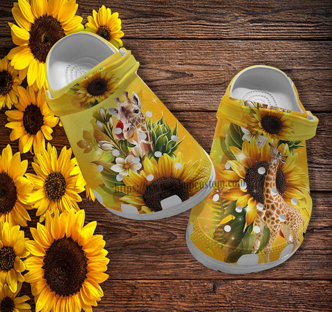 Giraffe Sunflower Faith Croc Shoes Gift Niece- Giraffe Girl Sunflower Shoes Croc Clogs Customize Gift Women