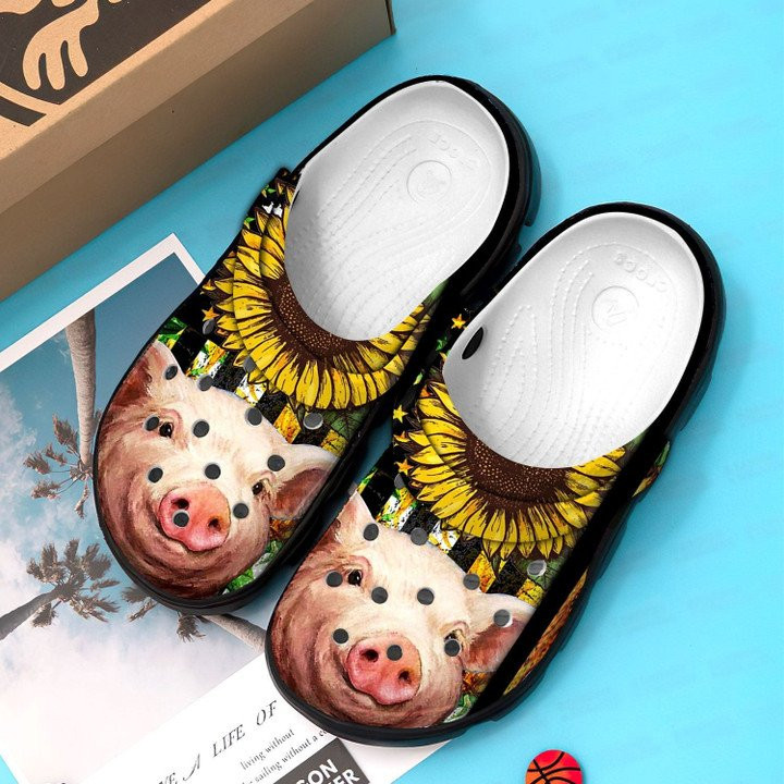 Girl Love Pig Sunflower Crocs Classic Clogs Shoes Pig Custom Shoe